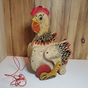 Fisher Price 120 The Cackling Hen pull toy, Vintage Fisher Price Pull Toy, Fisher Price