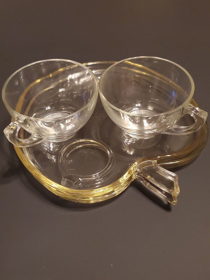 Glass Apple Snack Plates and Tea Cup Sets, Tea Cup and Saucer Sets