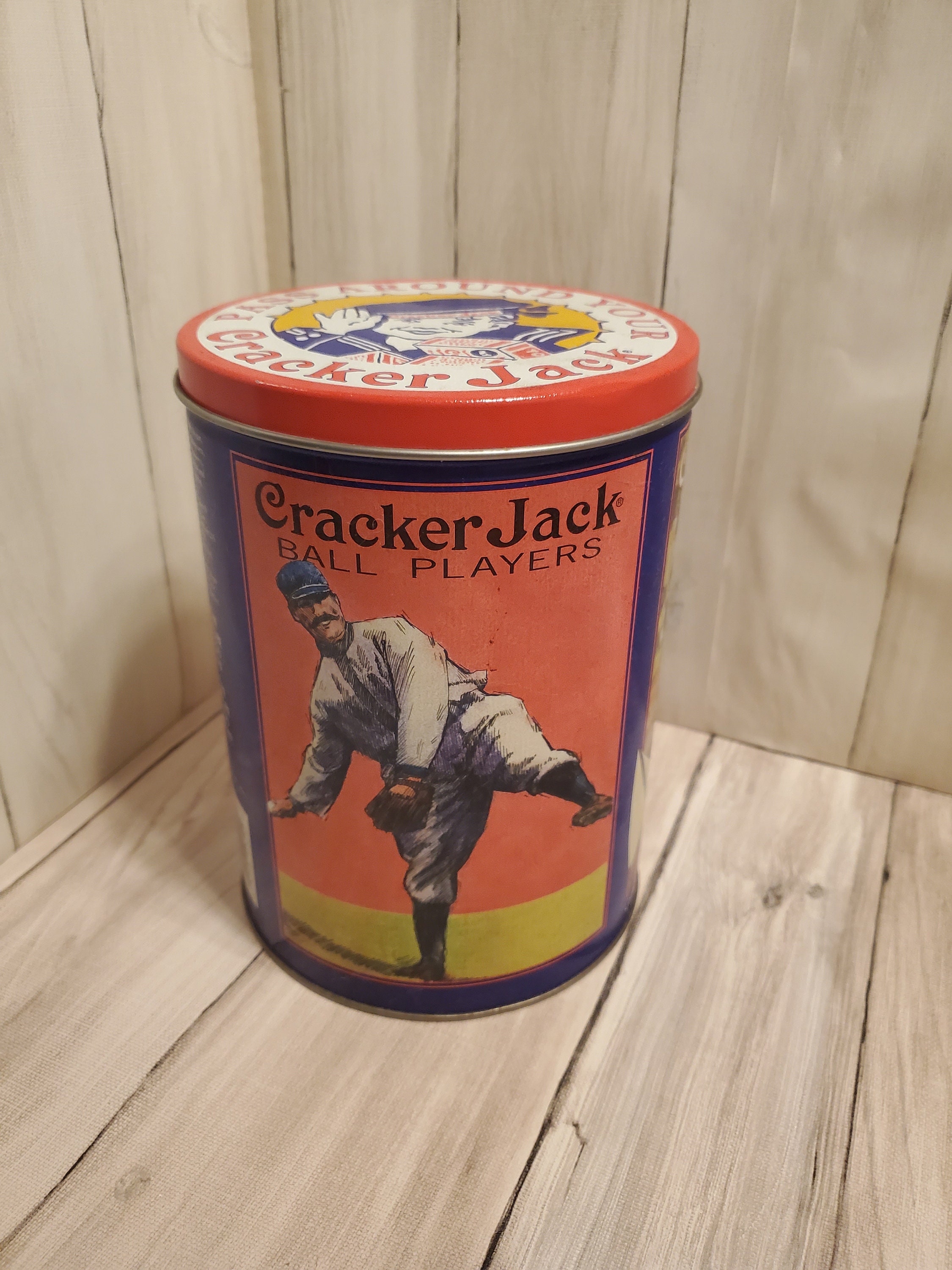 Vintage 1992 Cracker Jack Tin Cylinder Box Cracker Jack Tin Etsy