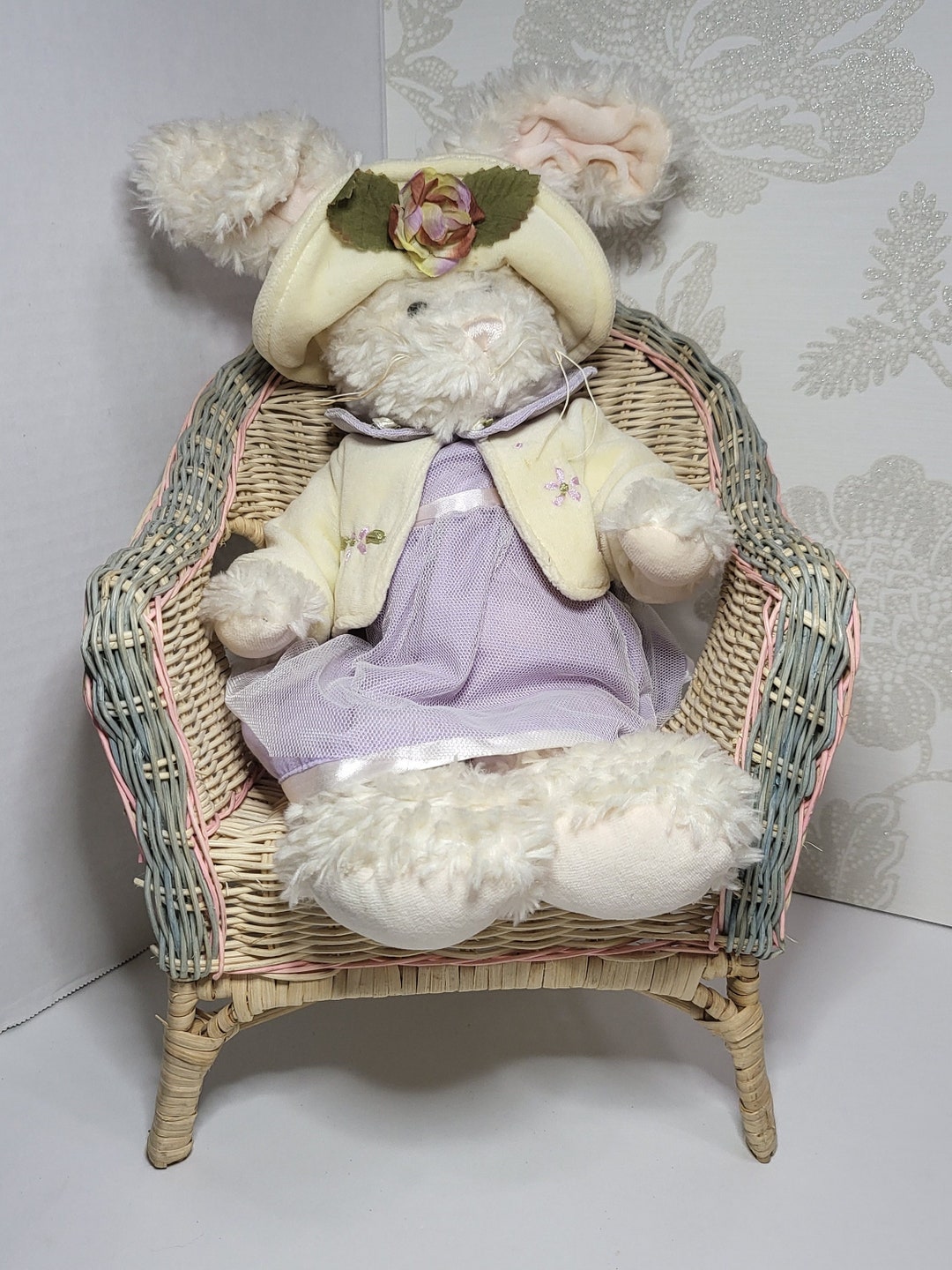 Ganz Heritage Collection Rabbit With Wicker Chair, Ganz Rabbit, Rabbit ...