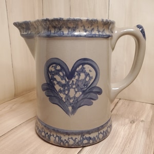 Beaumont Brothers Pottery Pitcher, BBP 1994 Pottery, Salt Glaze Spongeware Pitcher, Stoneware Pitcher, Farmhouse Style, Country Style,