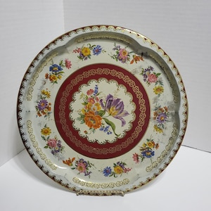 Vintage Daher Decorated Ware tin floral tray, Design by Daher, Tin collector tray.
