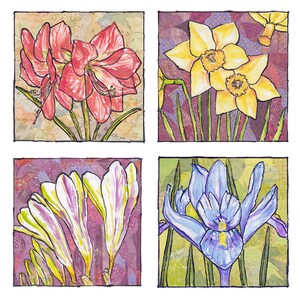 original mixed media flower series digital art (series of 4)