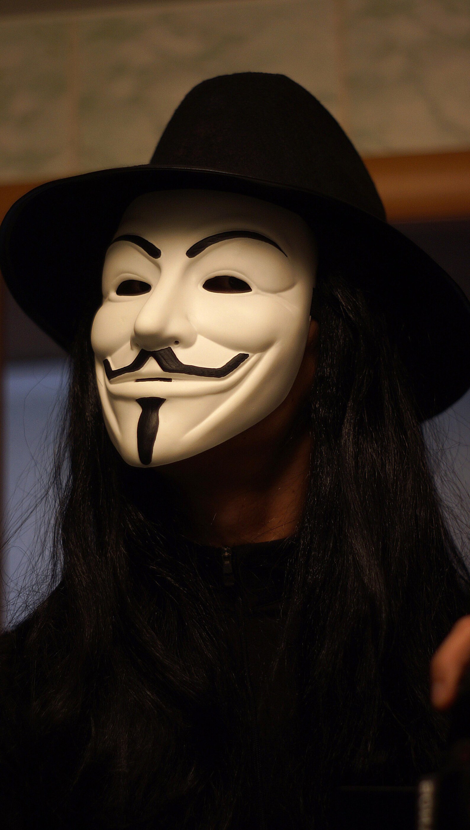 Colleсtion White Guy Fawkes mask with Hat And Wig V for Etsy