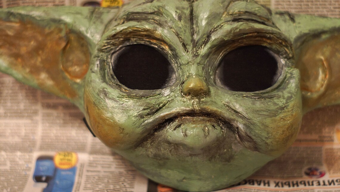 Baby Yoda mask cosplay wearable halloween Resin Plastic Etsy