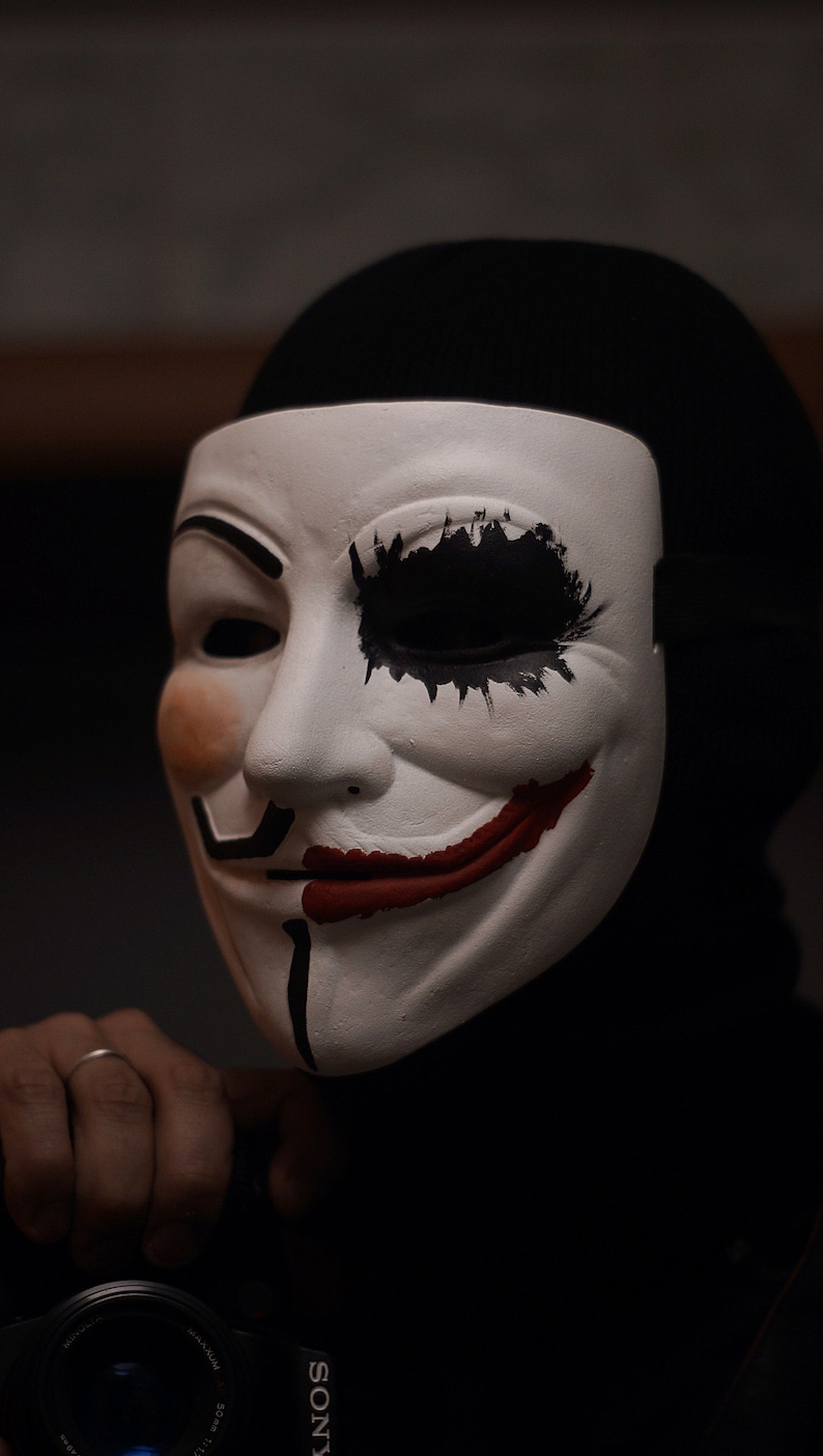Guy Fawkes half Joker mask V for mask Vendetta mask Anonymous Etsy