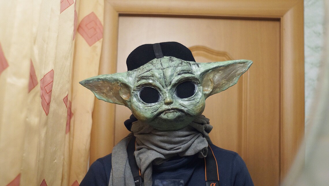 Baby Yoda mask cosplay wearable halloween Resin Plastic Etsy