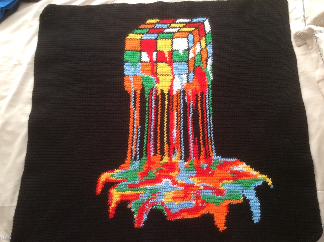 Melting Rubik rubic rubix Cube crochet blanket pattern. NOT | Etsy