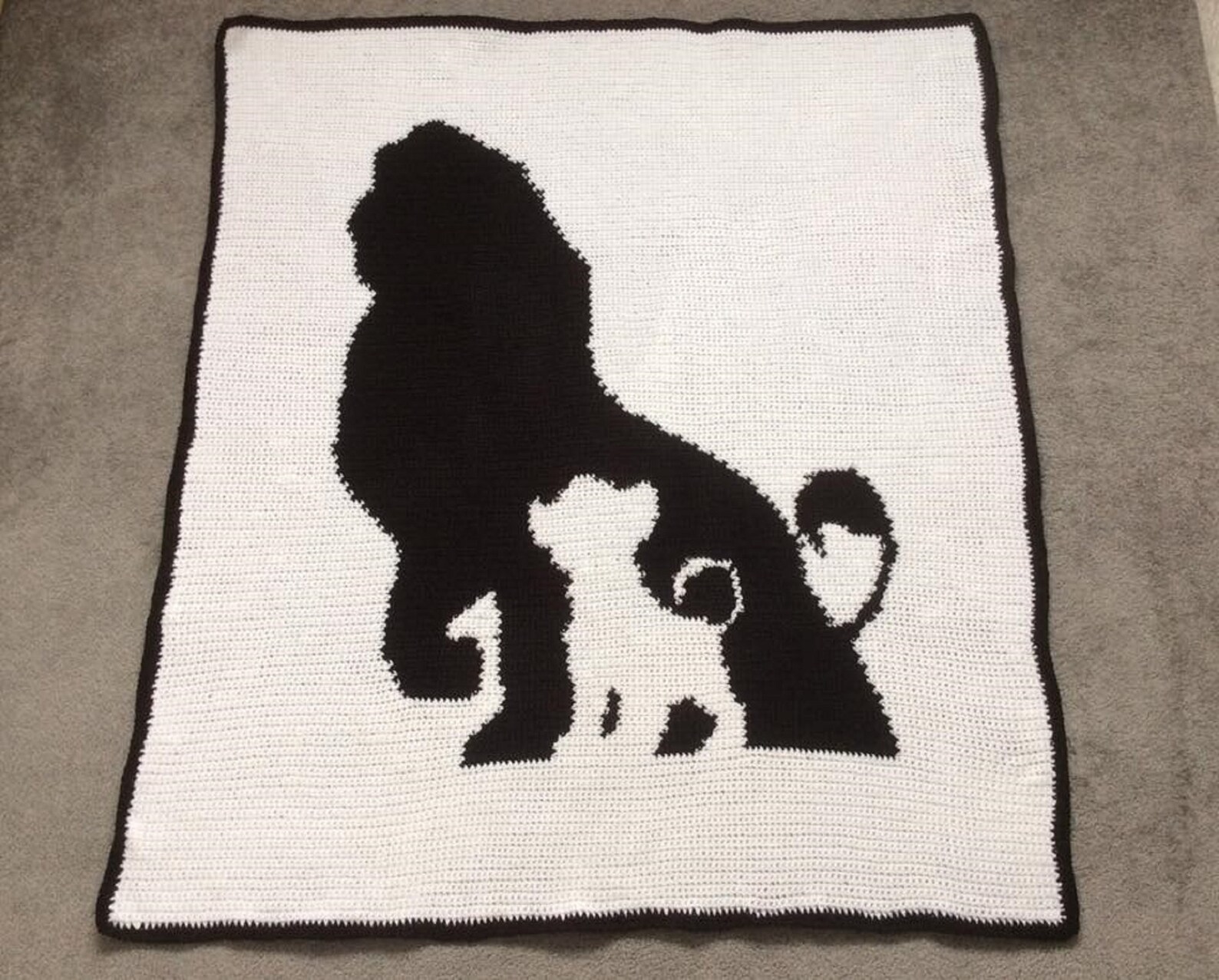 Lion King Silhouette Crochet Baby Blanket Pattern. NOT Etsy Australia