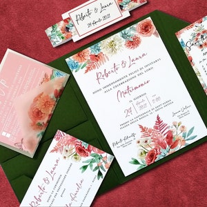 CARTOLERIA MATRIMONIO partecipazione di matrimonio FLOREALE personalizzata