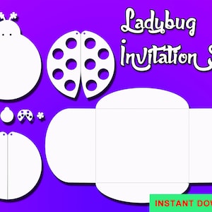 LADYBUG INVITATION SET Instant Download svg eps pdf png studio dxf ai jpg taglio laser e template plotter Silhouette Cricut ecc...