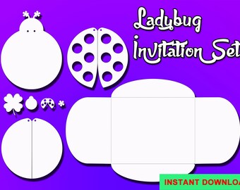 Plantilla de invitación de mariquita (svg, eps, pdf, png) (Descarga digital)
