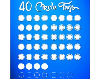 40 plantillas de etiquetas circulares, archivos para corte láser (descarga digital)