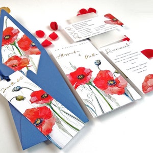 CARTOLERIA MATRIMONIALE PAPAVERI partecipazione di matrimonio personalizzata