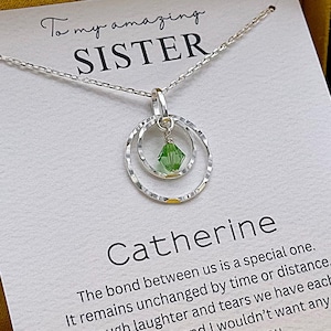 Personalized Gift for Sister, Birthstone necklace for Sister, Birthday Gift, Big Sister Little Sister necklace, Sisters Necklace, Big Sis