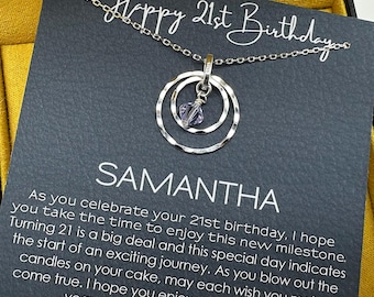 21st Birthday Gift Necklace: Birthday Gift, Jewelry Gift For Her, Daughter 21st Birthday Gift, 21 Year Old Birthday Gift, Sterling Silver