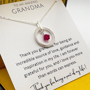 Cadeau grand-mère des petits-enfants Collier avec pierre de naissance grand-mère avec carte cadeau Fête des Mères pour grand-mère Collier grand-mère personnalisé