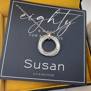 80th Birthday Gift for Women, 80th Birthday Gift for her, 80th birthday unique gifts, Happy 80th Birthday Gift, 8 Rings for 8 Decades