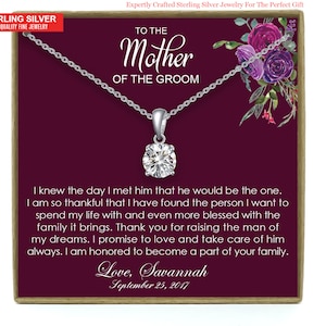 Cadeau de la mère du marié de la mariée, cadeau de belle-mère, collier de belle-mère, cadeau de mère du marié, carte à ma belle-mère