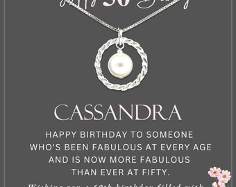 50th Birthday Gift for Women, 50th Birthday Gift for her, 50th Birthday Gift for Woman, 50th Birthday Gift Idea, Sterling Silver