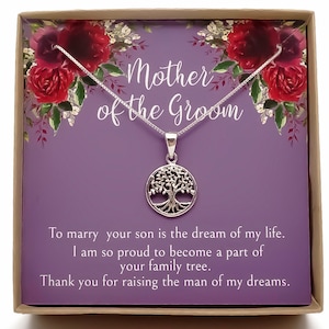 Mère du cadeau cadeau de cadeau de marié pour la mère de la mère de marié du collier de marié 925 Sterling mère argentée du cadeau de mariée