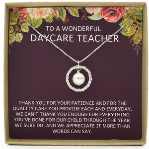 Christmas Gift Necklace for Daycare Teacher: Gift for Nursery Teacher, Babysitter, Preschool, Kindergarten, Daycare Provider Gift