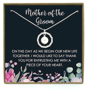Mère du cadeau de marié, mère du cadeau de mariée de , mère du collier de marié, 925 sterling argent, collier d'éternité avec la perle