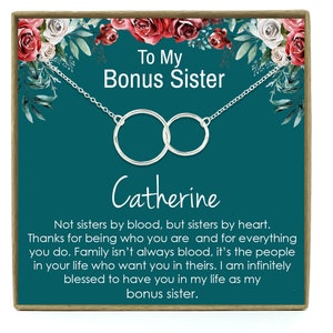 Bonus Sister Necklace, Unbiological Sisters Necklace, Present for Bonus Sister, Soul Sister, Best Friend, Sterling Silver