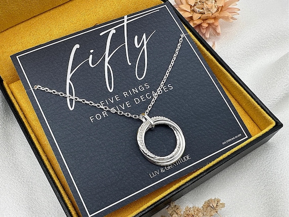 50th Birthday Gift for Women, 50th Birthday Gift for her, 50th Birthday Gift for Woman, 50th Birthday Gift Idea, Sterling Silver