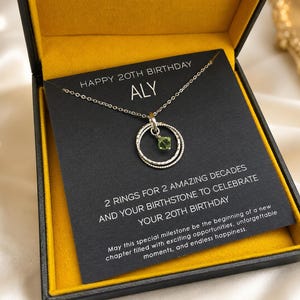 20th Birthday Gift Necklace, Birthday Gift for Friend, Brithday Gift for Sister, Birthday Gift for Daughter Niece Granddaughter Same Size Rings
