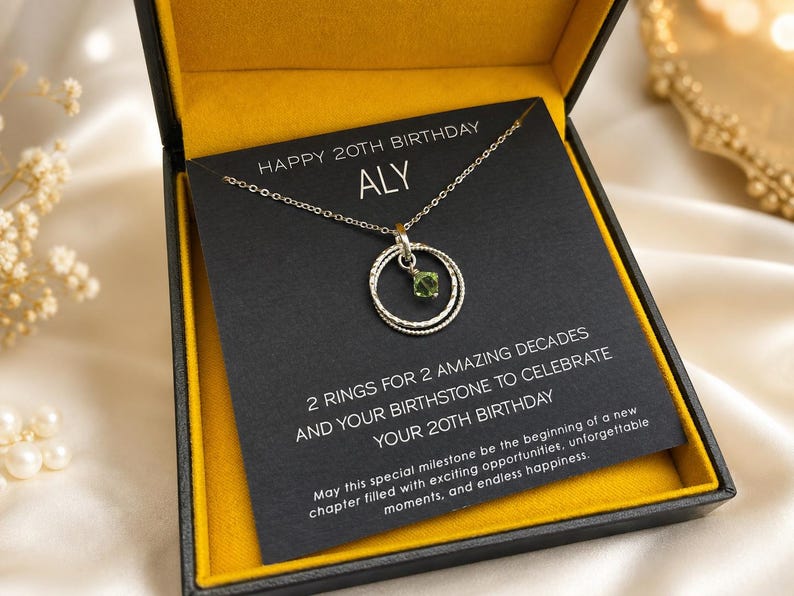 20th Birthday Gift Necklace, Birthday Gift for Friend, Brithday Gift for Sister, Birthday Gift for Daughter Niece Granddaughter Same Size Rings
