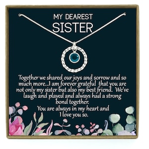 Cadeau pour soeur, cadeau pour soeur, collier pour soeur, cadeau d'anniversaire pour soeur, cadeau de Noël, cadeau personnalisé pour soeur, argent sterling .925