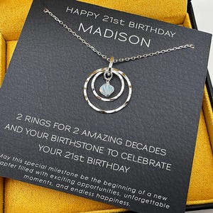 Collier cadeau 21e anniversaire : cadeau d'anniversaire, cadeau bijoux pour elle, carte d'anniversaire 21e