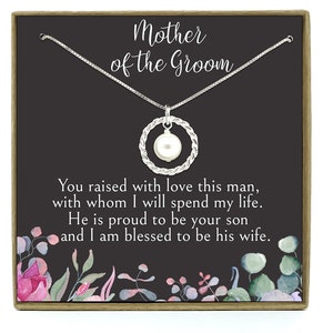 Mère du cadeau de marié de la mariée, cadeau de mère dans la loi, mère du collier de marié, 925 argent sterling, collier d’éternité avec la perle