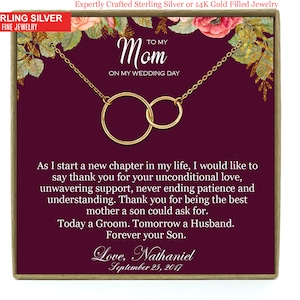 Mother of the Groom Gift from Son, Mom Wedding Gift from Son, Wedding gift from Groom to Mom, Necklace gift for mom, Wedding Gift from Son