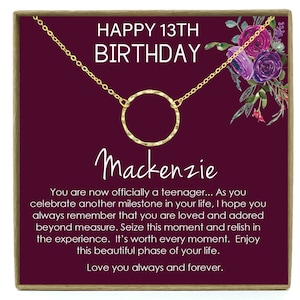 13th Birthday Girl , Teen Birthday Gifts,  13th Birthday Jewelry,  Thirteenth Birthday necklace,  Gift for 13 year Old