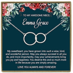 Cadeau de nièce de tante, cadeau pour nièce, cadeau de nièce, cadeau d’anniversaire pour nièce, carte d’anniversaire de nièce, cadeau pour le collier de nièce, bijoux de nièce
