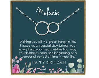 Birthday Gift for Her Nacklace: Personalized Birthday Gift, Birthday Gift, Best Friend Gift, Sterling Silver, Interlocking Necklace