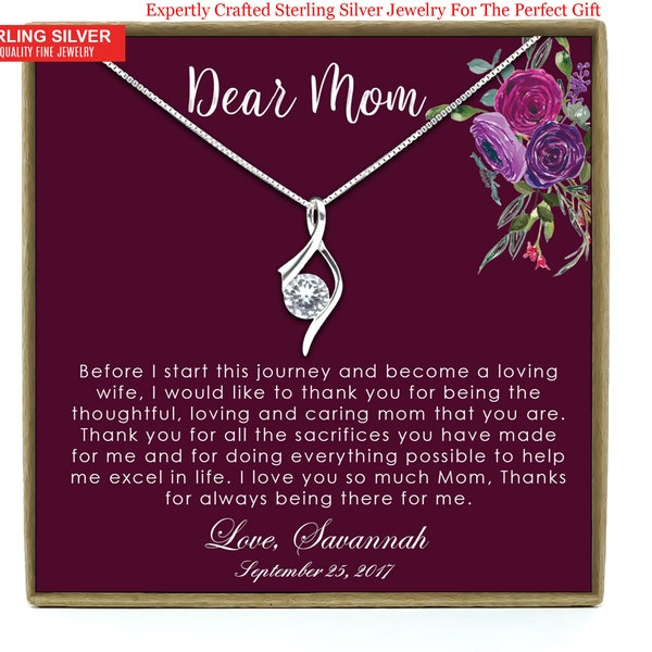 Mother of the Bride Gift, Mother of the Bride Gift from Daughter, Mother of the Bride Necklace, Mom Wedding Gift from Bride