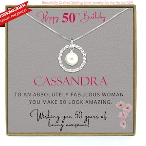 50th Birthday Gift for Women, 50th Birthday Gift for her, 50th Birthday Gift for Woman, 50th Birthday Gift Idea, Sterling Silver