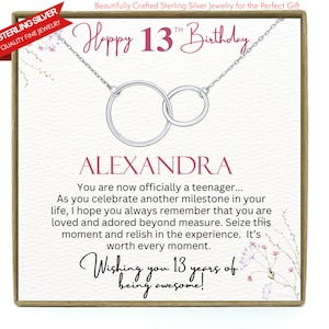 13th Birthday Girl Official Teenager, 13th Birthday Gift,  Thirteenth Birthday Necklace, Gift for 13 Year Old Girl Gifts, Teen Birthday Gift
