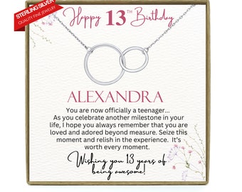 13th Birthday Girl Official Teenager, 13th Birthday Gift,  Thirteenth Birthday Necklace, Gift for 13 Year Old Girl Gifts, Teen Birthday Gift