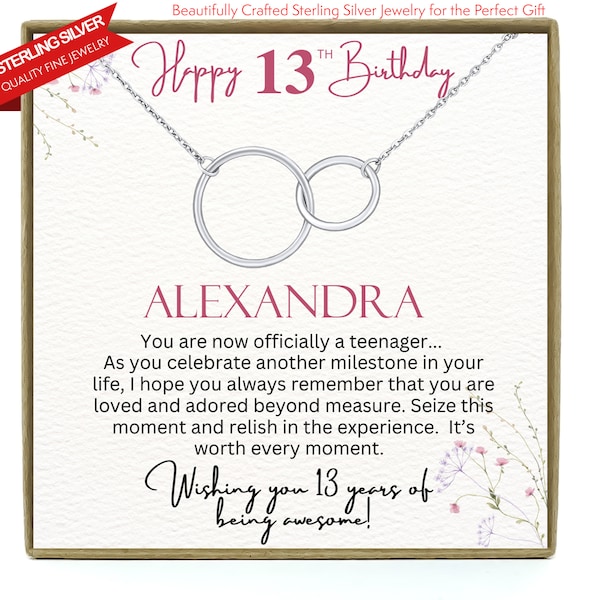 13th Birthday Girl Official Teenager, 13th Birthday Gift,  Thirteenth Birthday Necklace, Gift for 13 Year Old Girl Gifts, Teen Birthday Gift