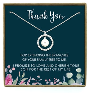 Mère du cadeau de marié de la mariée, cadeau de belle-mère, mère du collier de marié, 925 sterling argent, collier d’éternité avec la perle