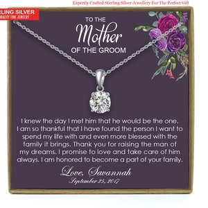 Cadeau de la mère du marié de la mariée, cadeau de belle-mère, collier de belle-mère, cadeau de mère du marié, carte à ma belle-mère