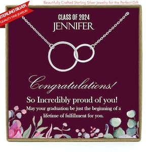 Cadeau collier de remise des diplômes pour elle, cadeau de remise des diplômes, collier de remise des diplômes, cadeau de remise des diplômes personnalisé, collier en argent sterling entrelacé