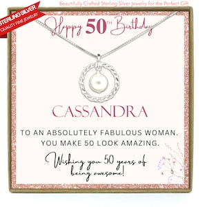 50th Birthday Gift for Women, 50th Birthday Gift for her, 50th Birthday Gift for Woman, 50th Birthday Gift Idea, Sterling Silver
