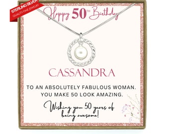 50th Birthday Gift for Women, 50th Birthday Gift for her, 50th Birthday Gift for Woman, 50th Birthday Gift Idea, Sterling Silver