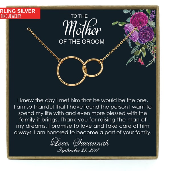 Mother-In-Law Gift, Mother of the Groom Gift from Bride, Mother-In-Law Necklace, Mother of the Groom Gift, To My Mother-In-Law Card