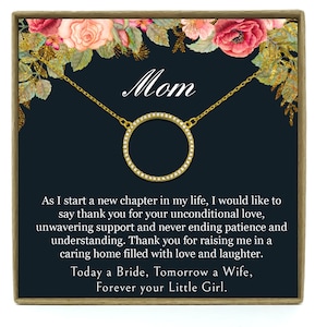 Mère de la mariée Cadeau, Mère de la mariée Cadeau de la fille, mère du collier de mariée, eternity cubique Zirconia Collier d’or